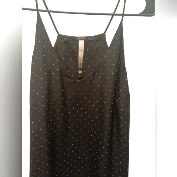Kenzie women's black and white tiny polka dots tank top. (M) - Picture 2 of 6